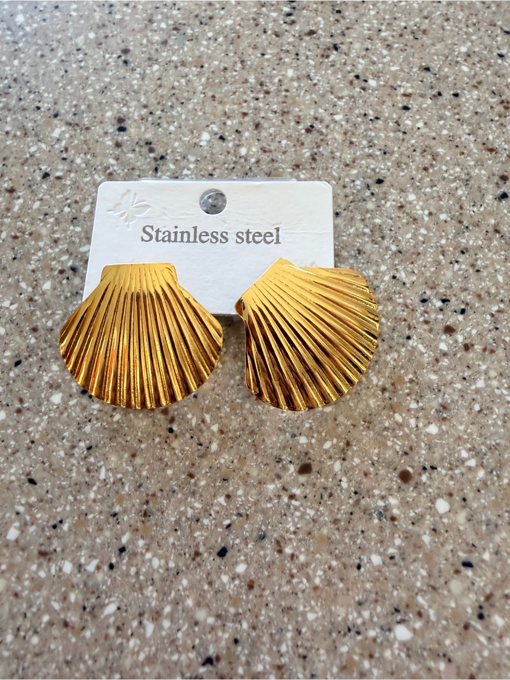 Stainless Steel Golden Shell Stud Earrings